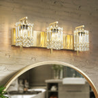 Applique murale en cristal à 3 lumières pour salle de bain, style glamour et moderne, pour miroir