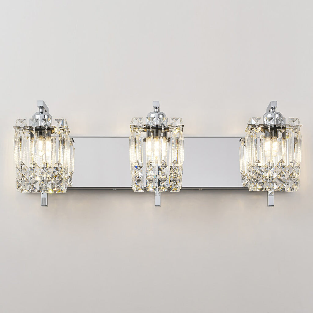Applique murale en cristal à 3 lumières pour salle de bain, style glamour et moderne, pour miroir