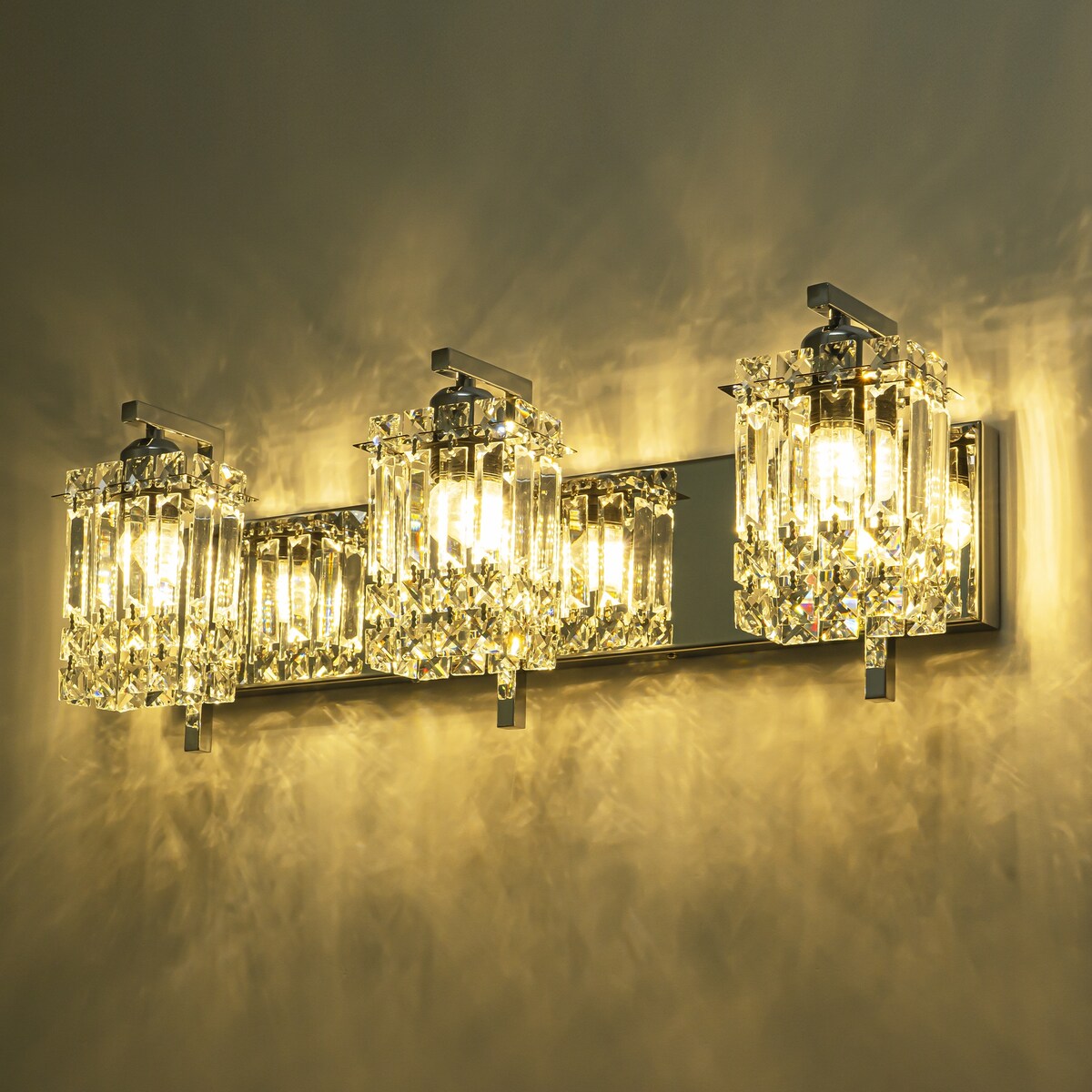 Applique murale en cristal à 3 lumières pour salle de bain, style glamour et moderne, pour miroir