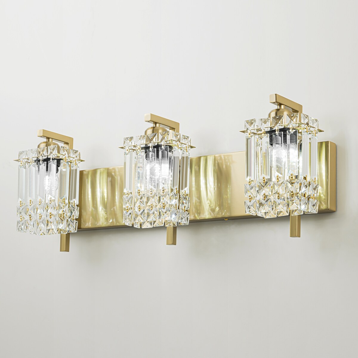 Applique murale en cristal à 3 lumières pour salle de bain, style glamour et moderne, pour miroir