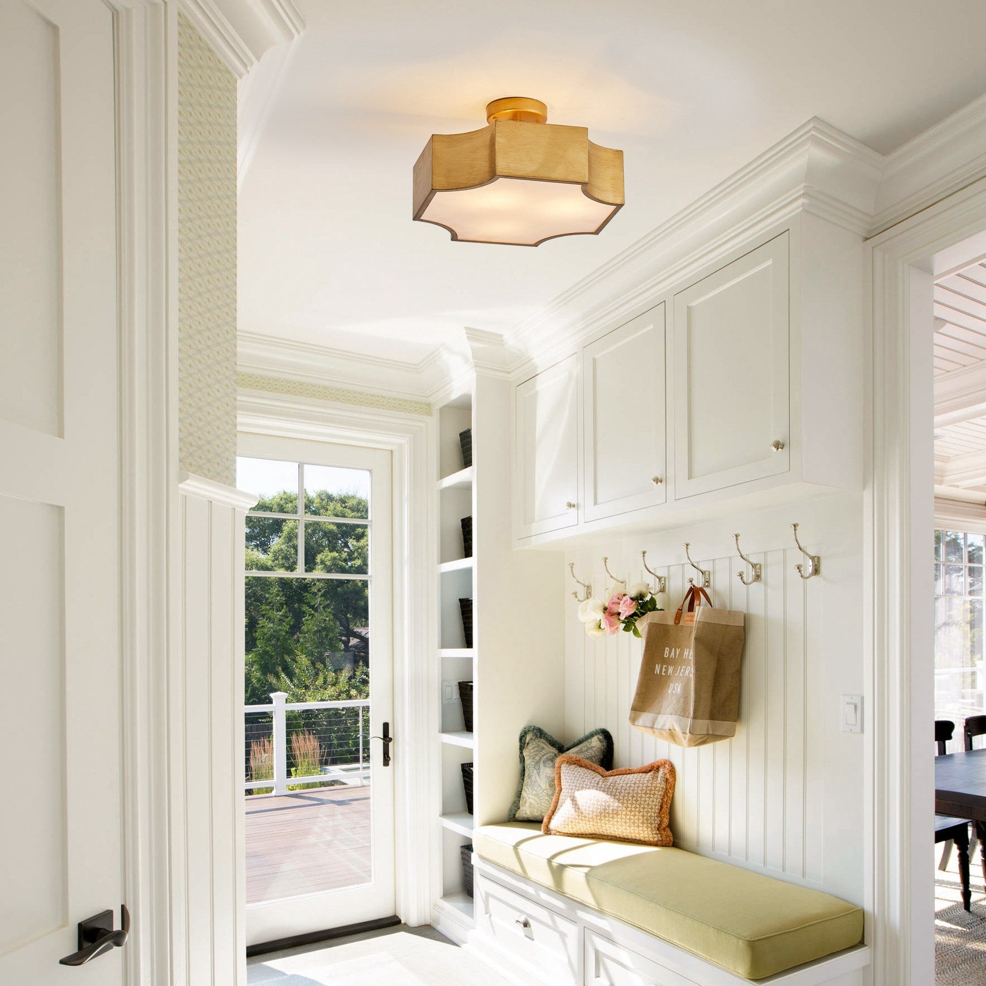 Plafonnier semi-encastré moderne doré à 3 lumières