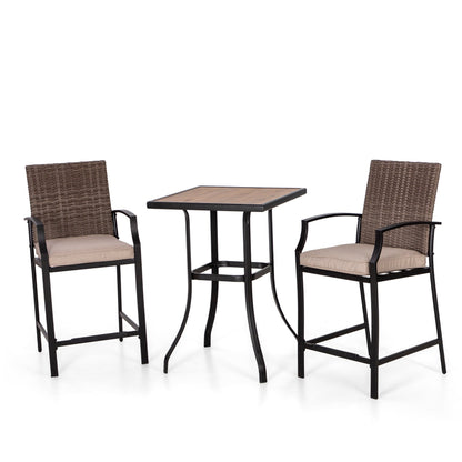 Ensemble de 3 tabourets de bar pivotants et table bistro d'extérieur MAISON?ARTS