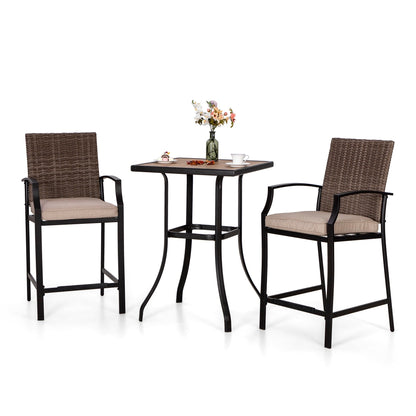 Ensemble de 3 tabourets de bar pivotants et table bistro d'extérieur MAISON?ARTS