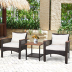 Ensemble de canapés de patio 3 pièces en rotin avec table basse à 2 niveaux