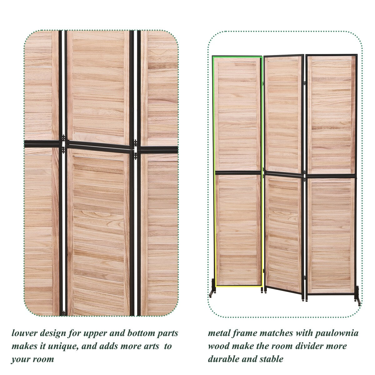 Cloisons de séparation à 3 panneaux et écran de confidentialité pliable en bois naturel, cloison de séparation de 1,8 m pour séparation de pièce