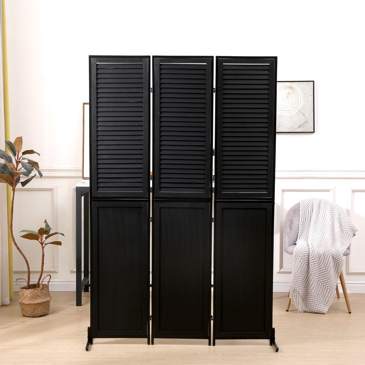 Cloisons de séparation à 3 panneaux et écran de confidentialité pliable en bois naturel, cloison de séparation de 1,8 m pour séparation de pièce