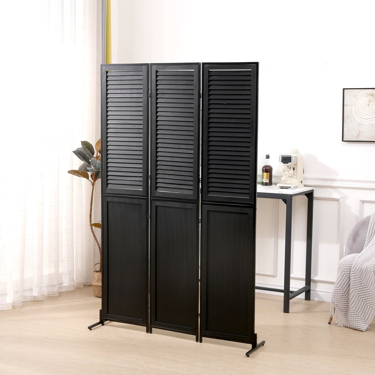 Cloisons de séparation à 3 panneaux et écran de confidentialité pliable en bois naturel, cloison de séparation de 1,8 m pour séparation de pièce