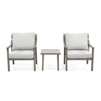 Ensemble de conversation de patio en aluminium 3 pièces avec table d'appoint et coussins