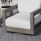 Ensemble de salon de jardin 3 pièces en aluminium avec chaises pivotantes, cadre et coussins peints à la main