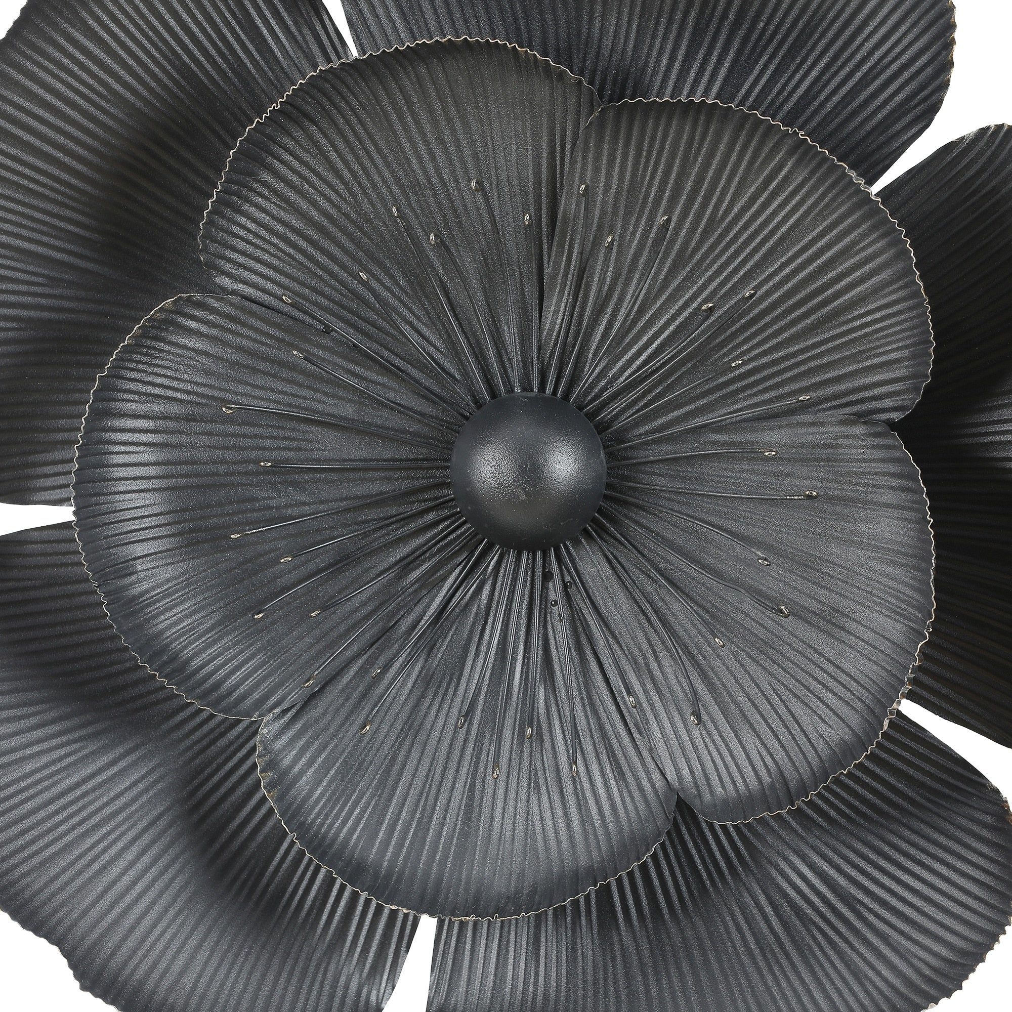 Décoration murale en métal gris foncé avec fleurs dorées de différentes tailles (lot de 3)