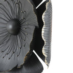Décoration murale en métal gris foncé avec fleurs dorées de différentes tailles (lot de 3)