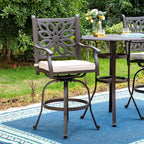 Ensemble de 3 tabourets de bar de patio en aluminium moulé MAISON ARTS comprenant 1 table de bar et 2 tabourets de bar hauts pivotants