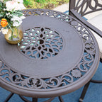 Ensemble de 3 tabourets de bar de patio en aluminium moulé MAISON ARTS comprenant 1 table de bar et 2 tabourets de bar hauts pivotants