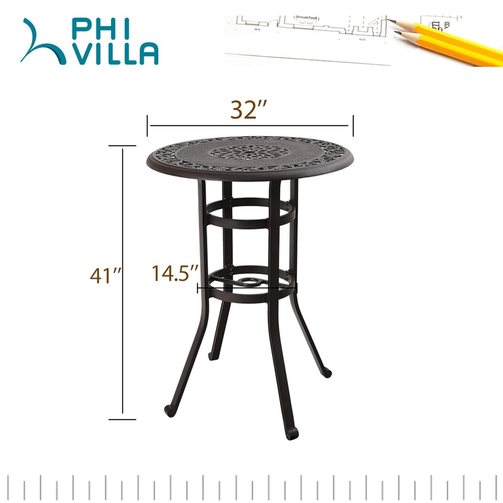 Ensemble de 3 tabourets de bar de patio en aluminium moulé MAISON ARTS comprenant 1 table de bar et 2 tabourets de bar hauts pivotants