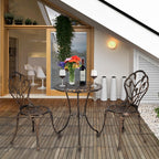 Ensemble de bistrot de patio 3 pièces en aluminium moulé, mobilier d'extérieur, design tulipe, finition cuivre antique, résistant à la rouille