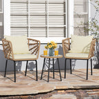 Ensemble bistrot rembourré 3 pièces Moasis avec chaises en osier et table d'appoint