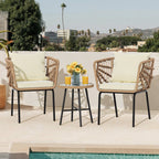 Ensemble bistrot rembourré 3 pièces Moasis avec chaises en osier et table d'appoint