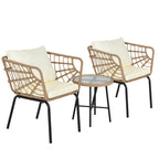 Ensemble bistrot rembourré 3 pièces Moasis avec chaises en osier et table d'appoint