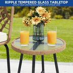 Ensemble bistrot rembourré 3 pièces Moasis avec chaises en osier et table d'appoint