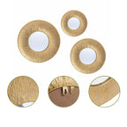 Ensemble de 3 miroirs muraux ronds en métal doré - 22,25 de diamètre x 2,36 de profondeur