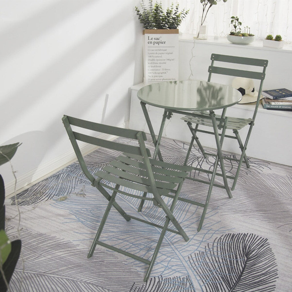 Ensemble bistro minimaliste de patio 3 pièces avec table ronde pliable et chaises - Ensemble bistro de patio 3 pièces