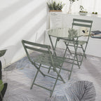 Ensemble bistro minimaliste de patio 3 pièces avec table ronde pliable et chaises - Ensemble bistro de patio 3 pièces