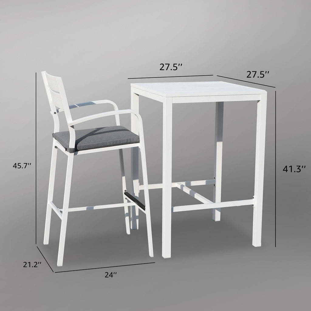 Ensemble de salle à manger de patio extérieur en aluminium 3 pièces
