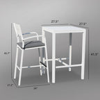 Ensemble de salle à manger de patio extérieur en aluminium 3 pièces