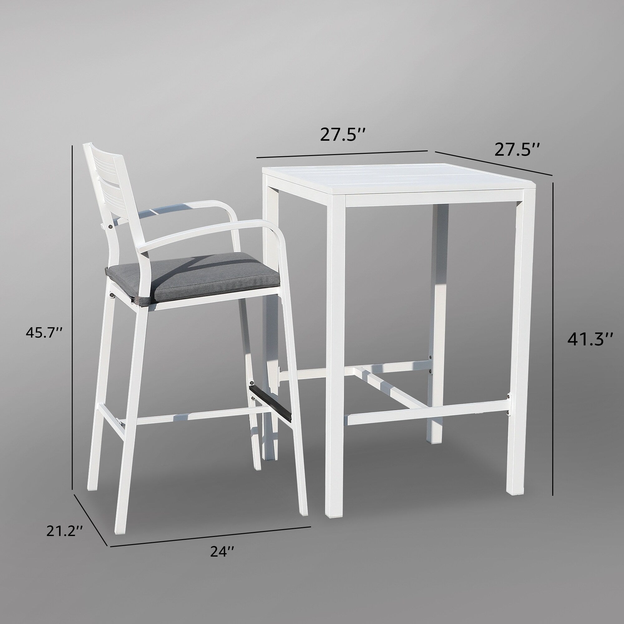 Ensemble de salle à manger de patio extérieur en aluminium 3 pièces