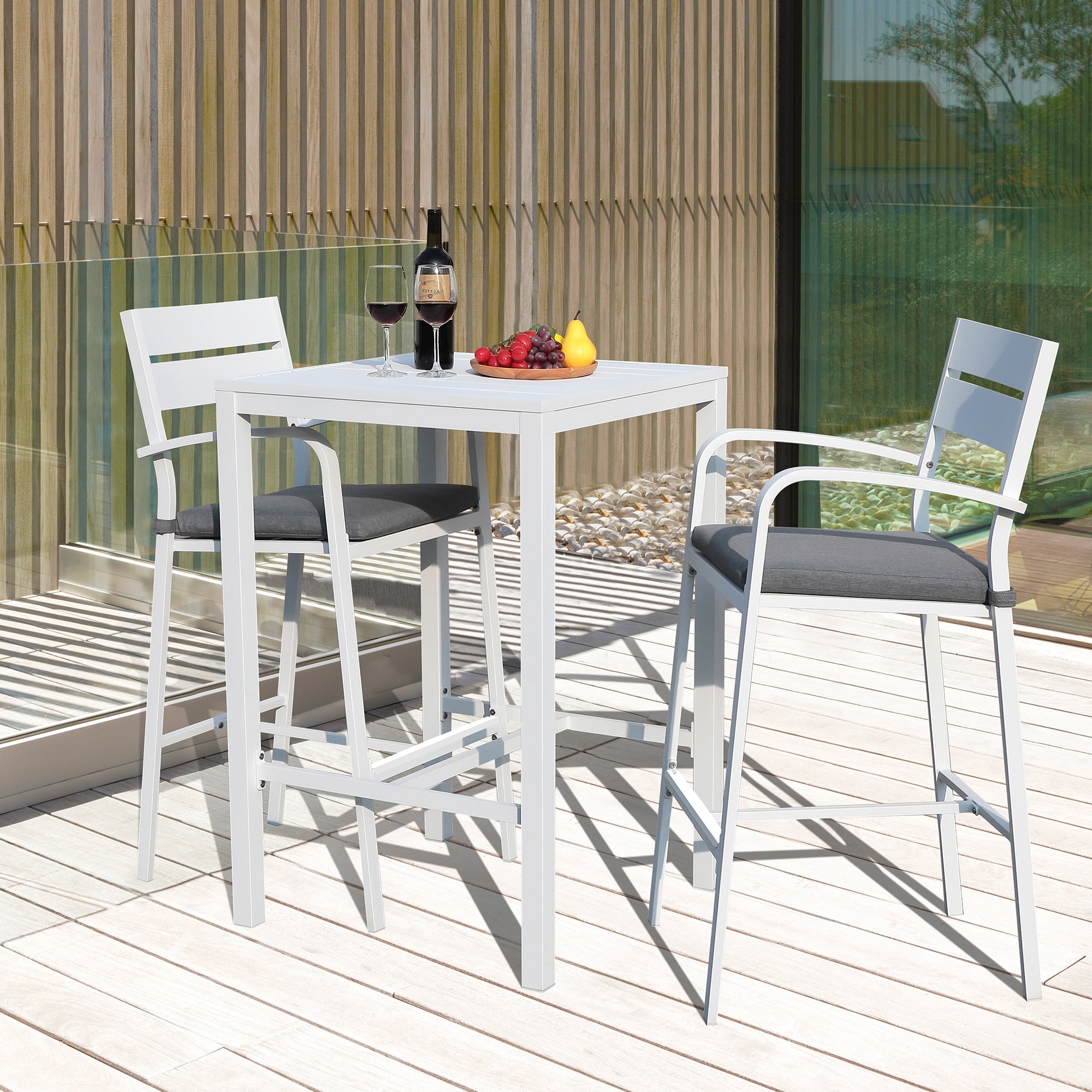 Ensemble de salle à manger de patio extérieur en aluminium 3 pièces