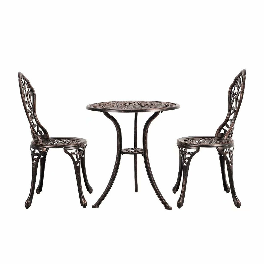 Ensemble bistrot d'extérieur 3 pièces en fonte d'aluminium