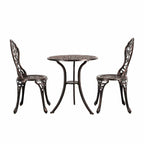 Ensemble bistrot d'extérieur 3 pièces en fonte d'aluminium