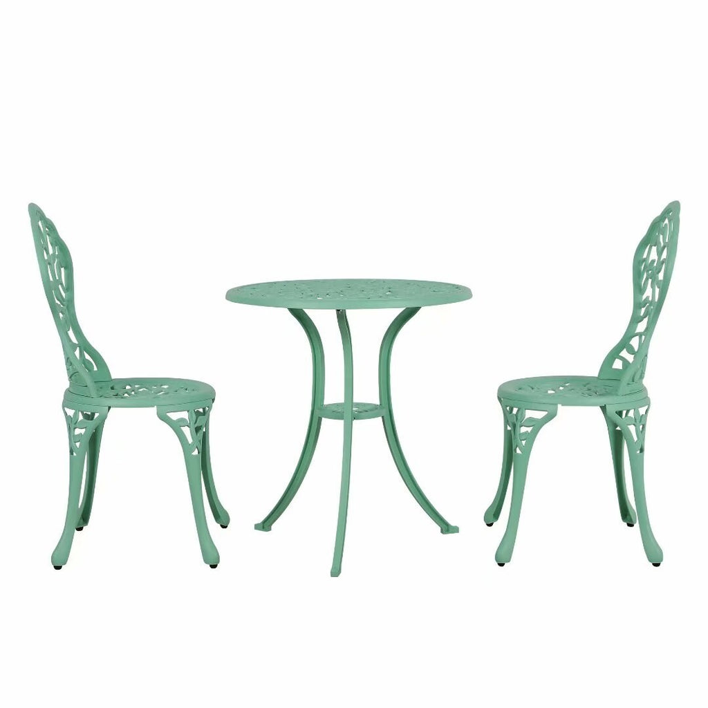 Ensemble bistrot d'extérieur 3 pièces en fonte d'aluminium