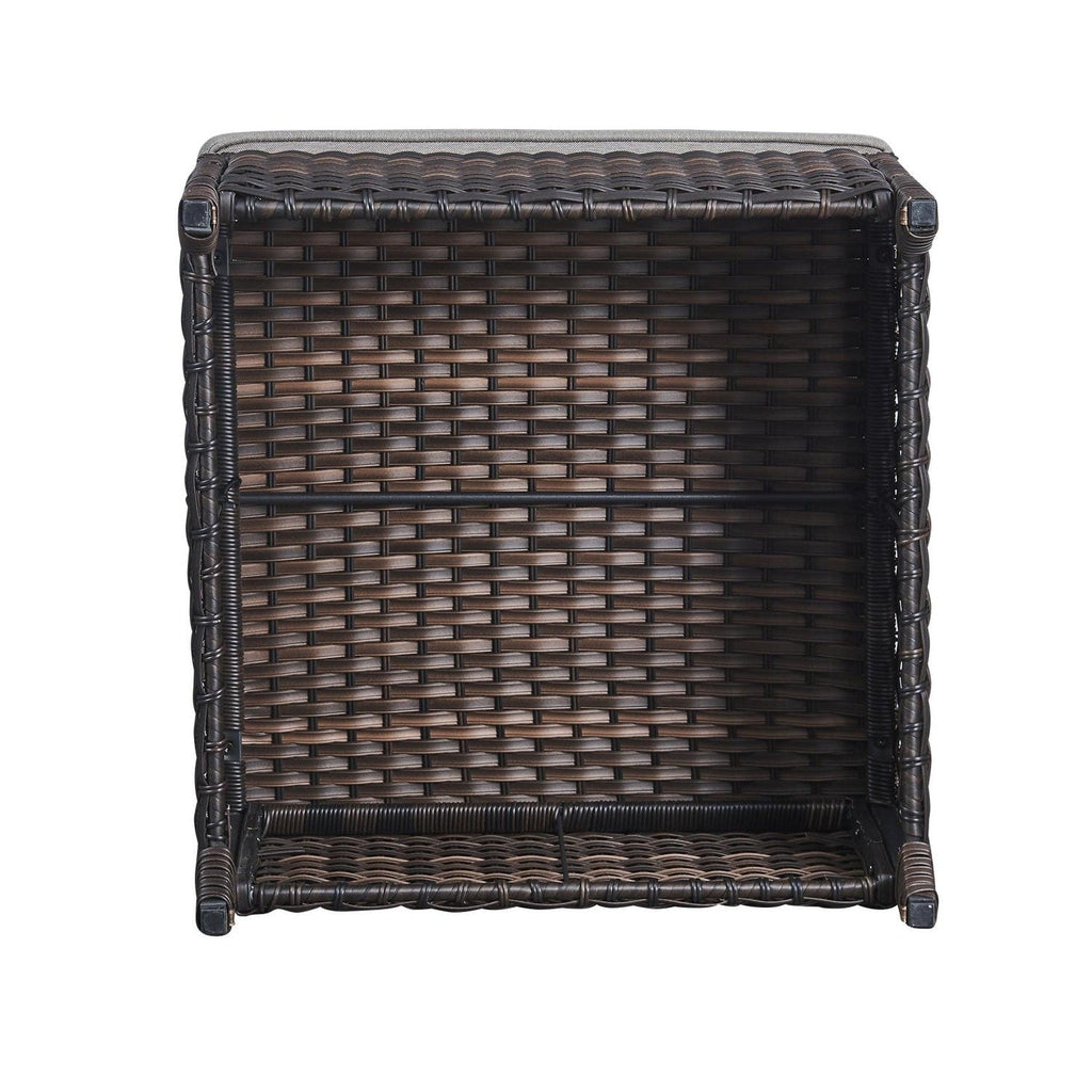 Ensemble de 3 poufs sectionnels en osier à dossier haut pour patio extérieur Gymojoy