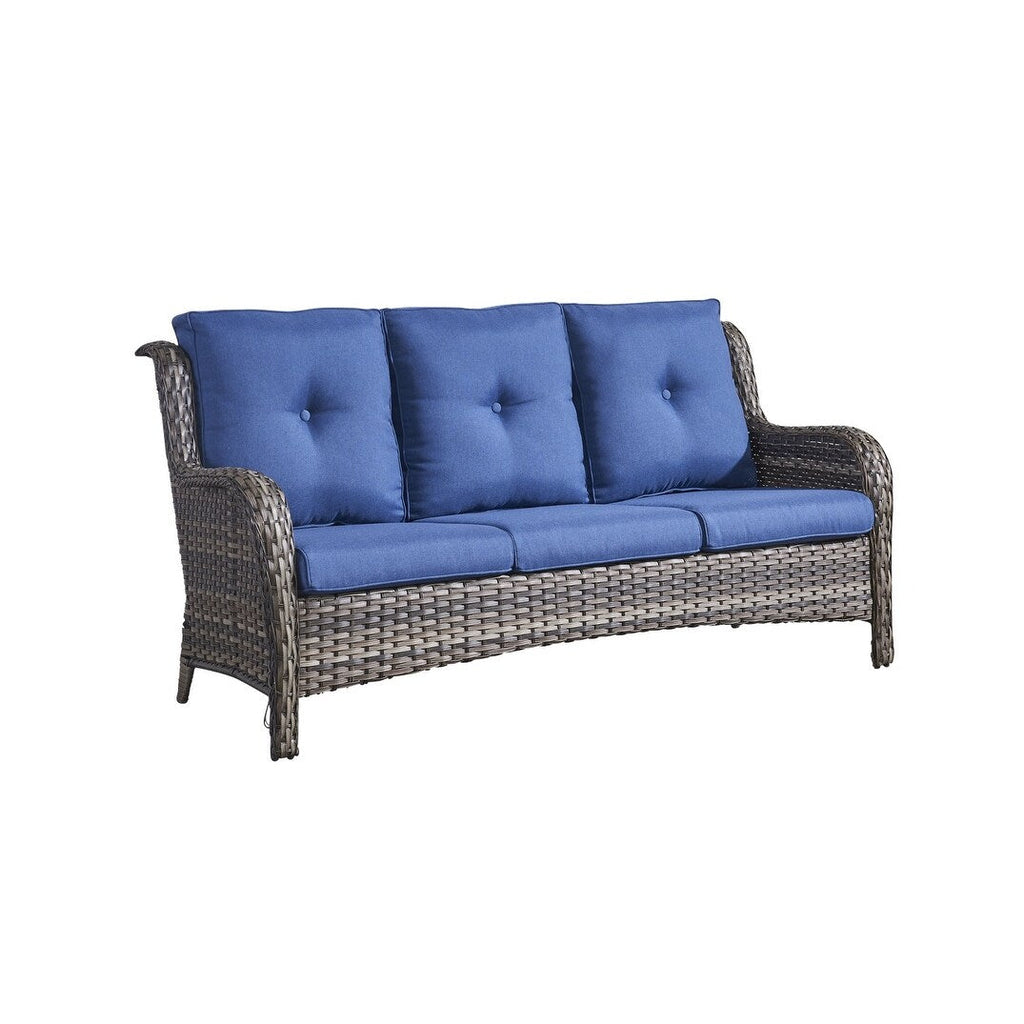 Ensemble de 3 poufs sectionnels en osier à dossier haut pour patio extérieur Gymojoy