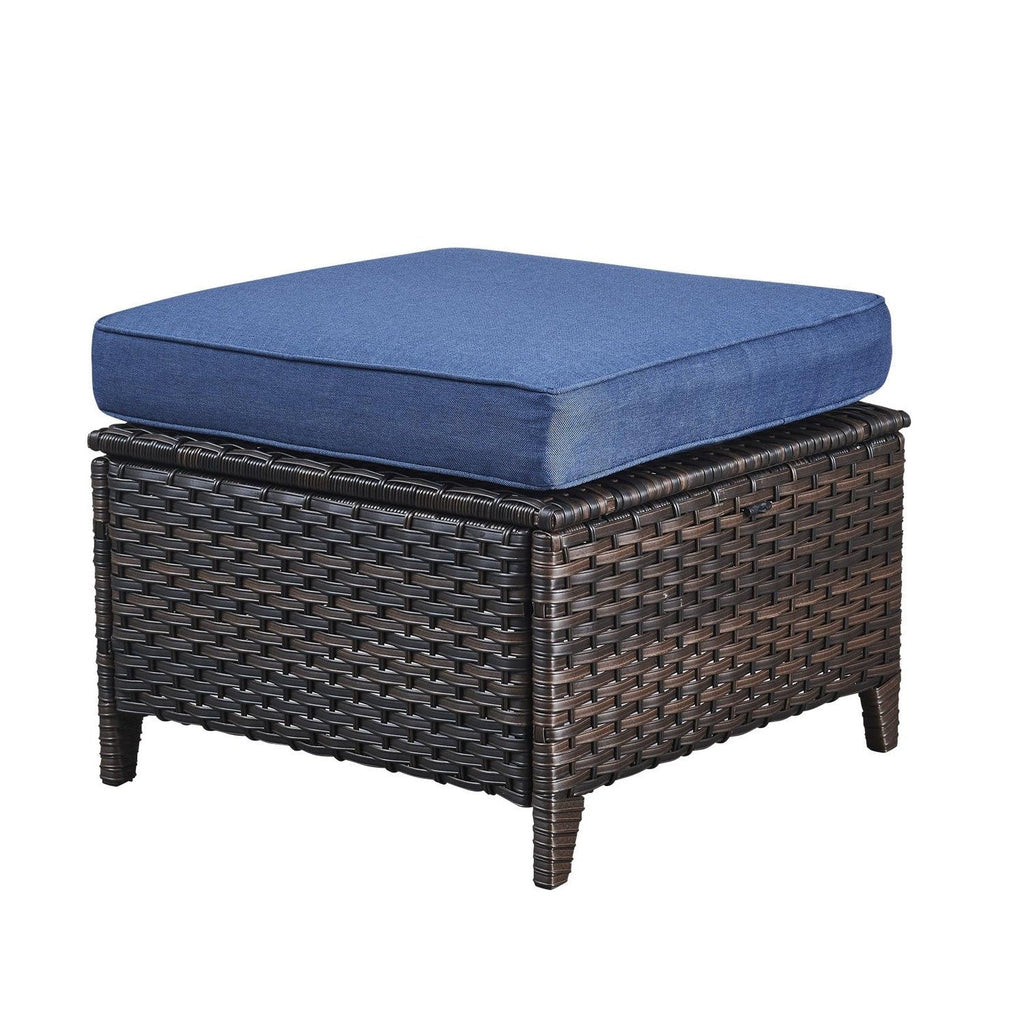 Ensemble de 3 poufs sectionnels en osier à dossier haut pour patio extérieur Gymojoy