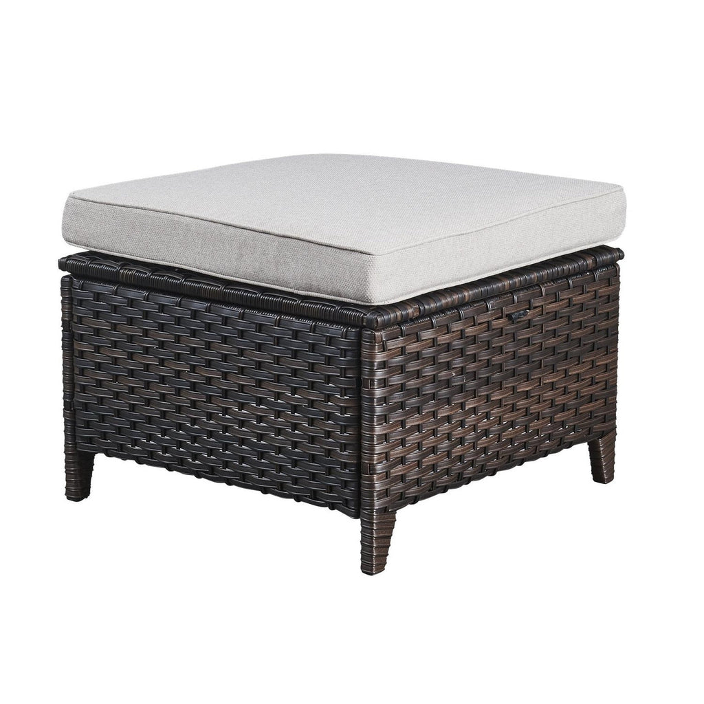 Ensemble de 3 poufs sectionnels en osier à dossier haut pour patio extérieur Gymojoy