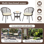 Ensemble de 3 chaises de jardin en rotin pour loisirs et conversation, avec 2 chaises et une table basse en verre