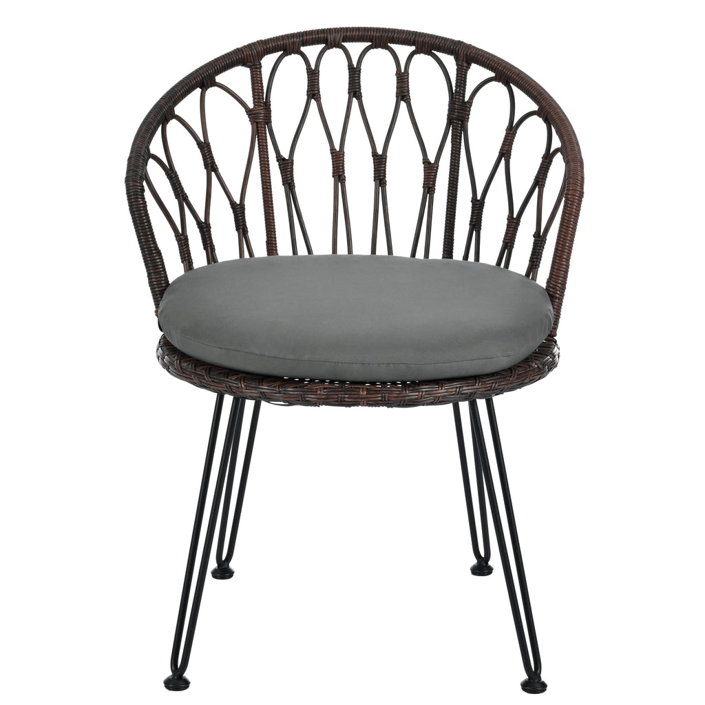 Ensemble de 3 chaises de jardin en rotin pour loisirs et conversation, avec 2 chaises et une table basse en verre