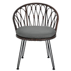 Ensemble de 3 chaises de jardin en rotin pour loisirs et conversation, avec 2 chaises et une table basse en verre