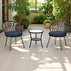 Ensemble de 3 chaises de jardin en rotin pour loisirs et conversation, avec 2 chaises et une table basse en verre