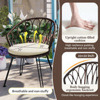 Ensemble de 3 chaises de jardin en rotin pour loisirs et conversation, avec 2 chaises et une table basse en verre