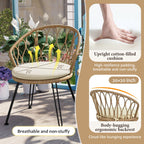 Ensemble de 3 chaises de jardin en rotin pour loisirs et conversation, avec 2 chaises et une table basse en verre