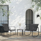 Ensemble bistro 3 pièces pour patio extérieur avec chaises à bascule et table basse en verre