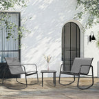 Ensemble bistro 3 pièces pour patio extérieur avec chaises à bascule et table basse en verre
