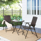 Ensemble de jardin en osier 3 pièces avec chaises de salle à manger et table de jardin pliante