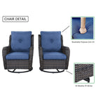 Gymojoy 3 Piece Outdoor Wicker Swivel Rocker with Cushion & Table