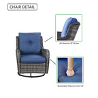 Gymojoy 3 Piece Outdoor Wicker Swivel Rocker with Cushion & Table