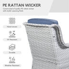Gymojoy 3 Piece Outdoor Wicker Swivel Rocker with Cushion & Table