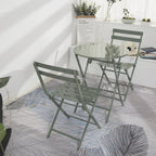 Ensemble bistro de patio 3 pièces avec table ronde pliable et chaises